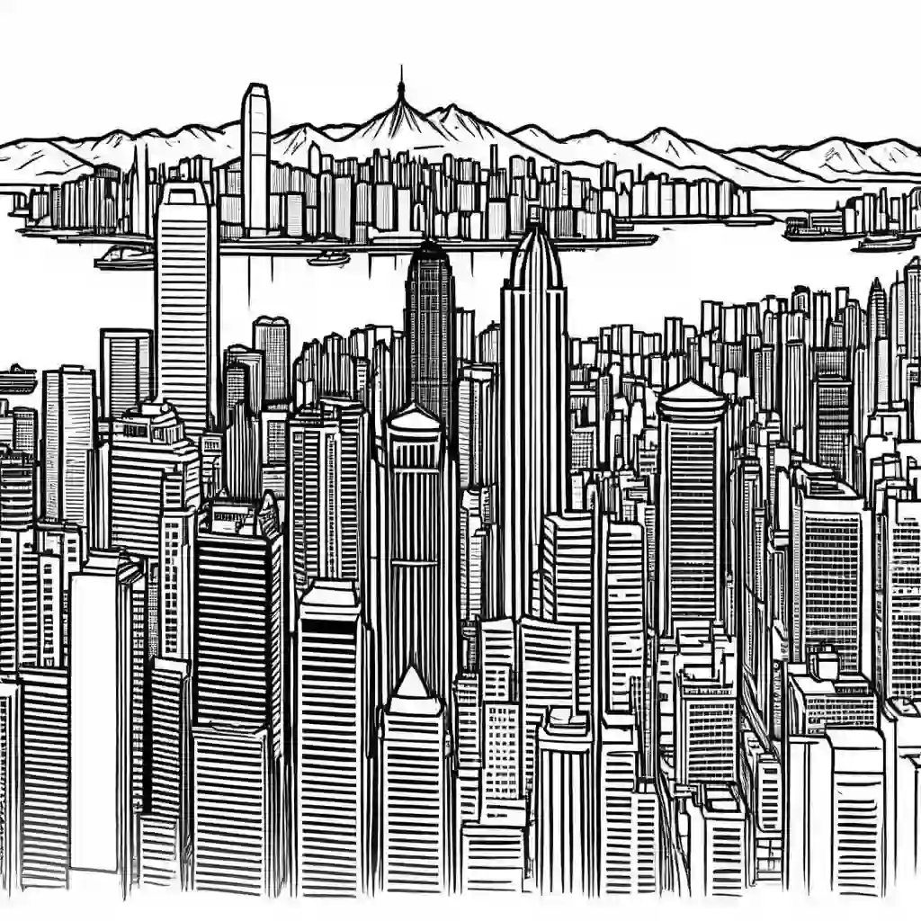 Hong Kong Skyline coloring pages